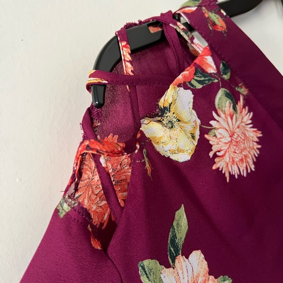 NWT Beautiful Burgundy floral top. 30 inch length by 27 inch width. - Picture 7 of 8